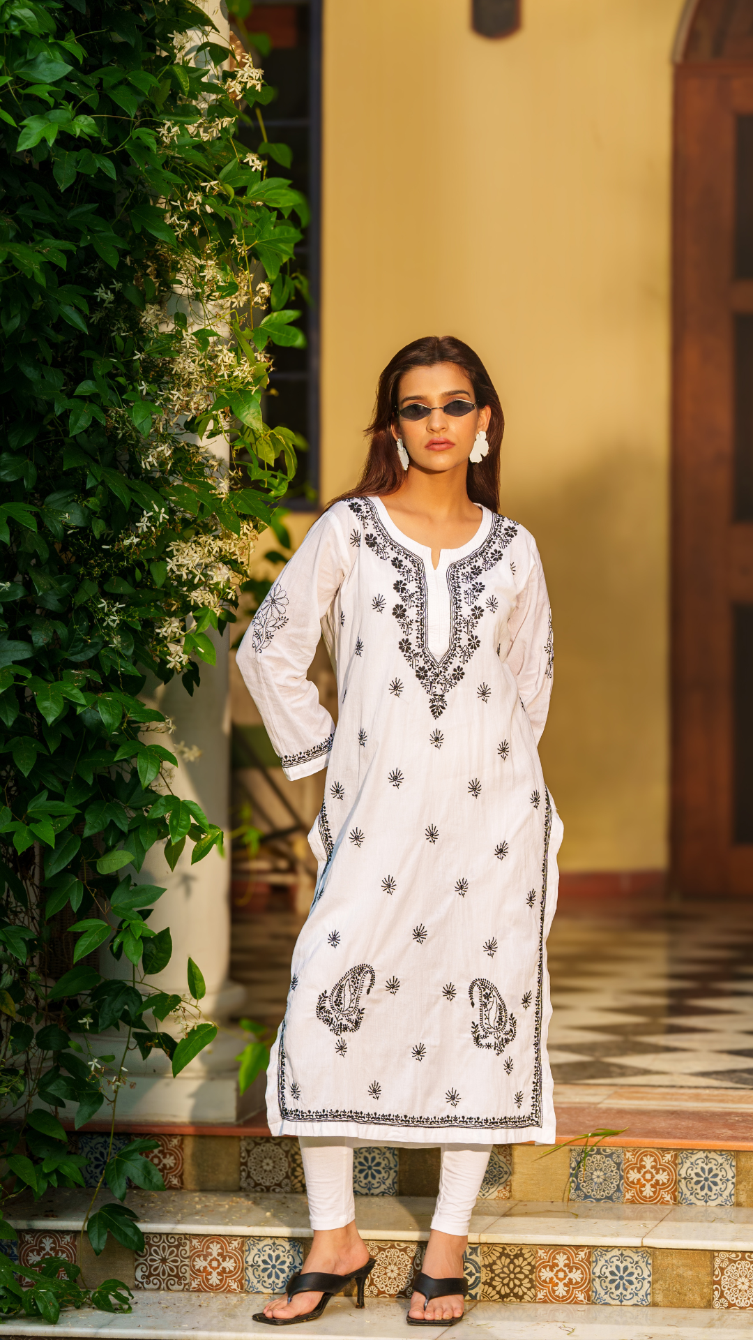 Monochrome Chikankari Midnight Grace