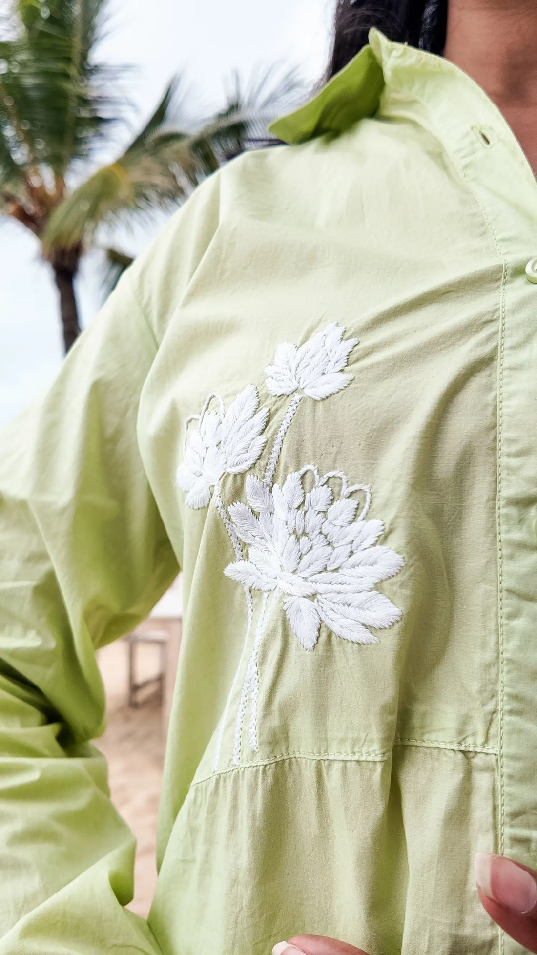 Mint Bloom Chikankari Shirt