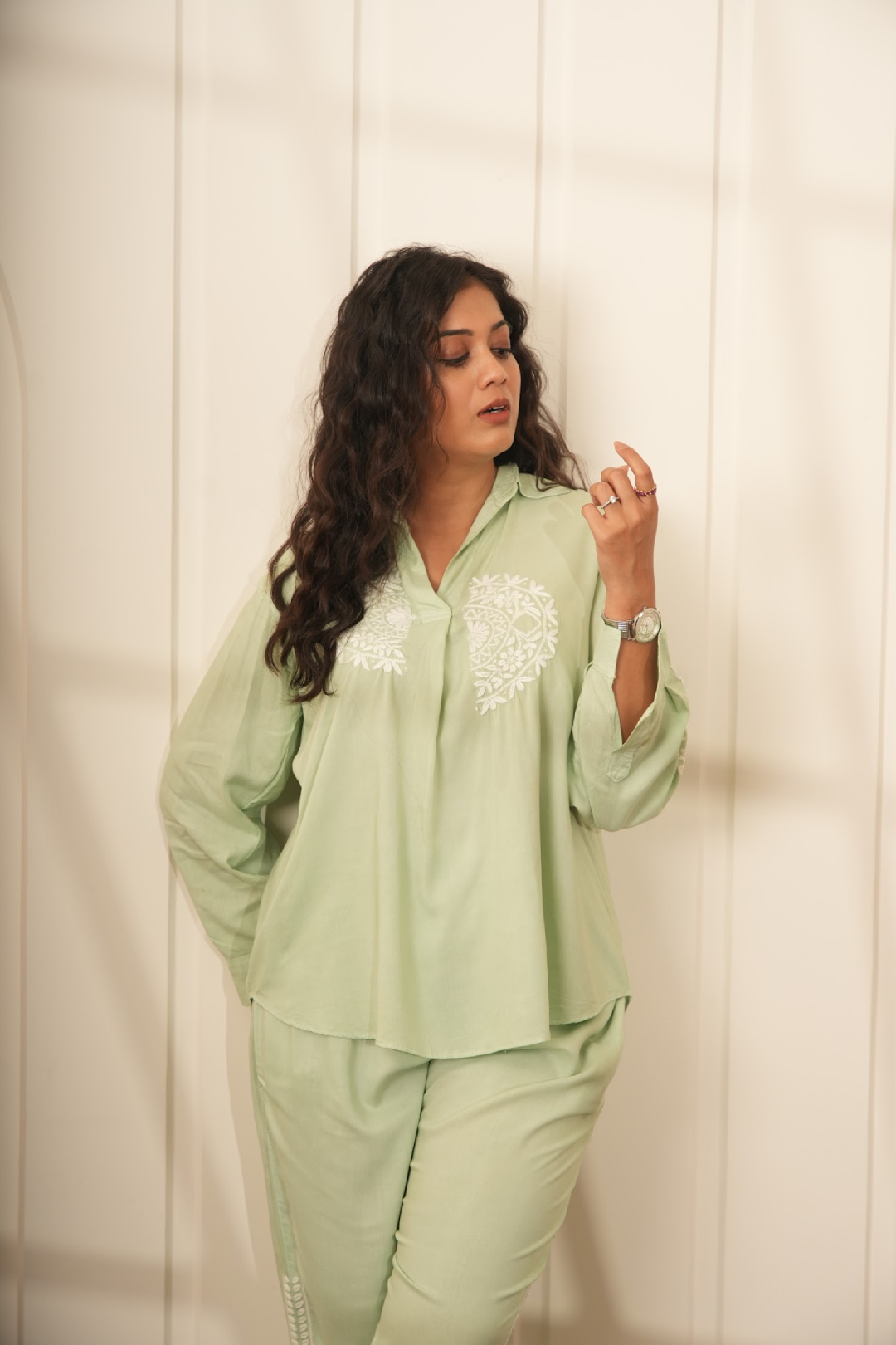 Pista Haze Chikankari Cord Set