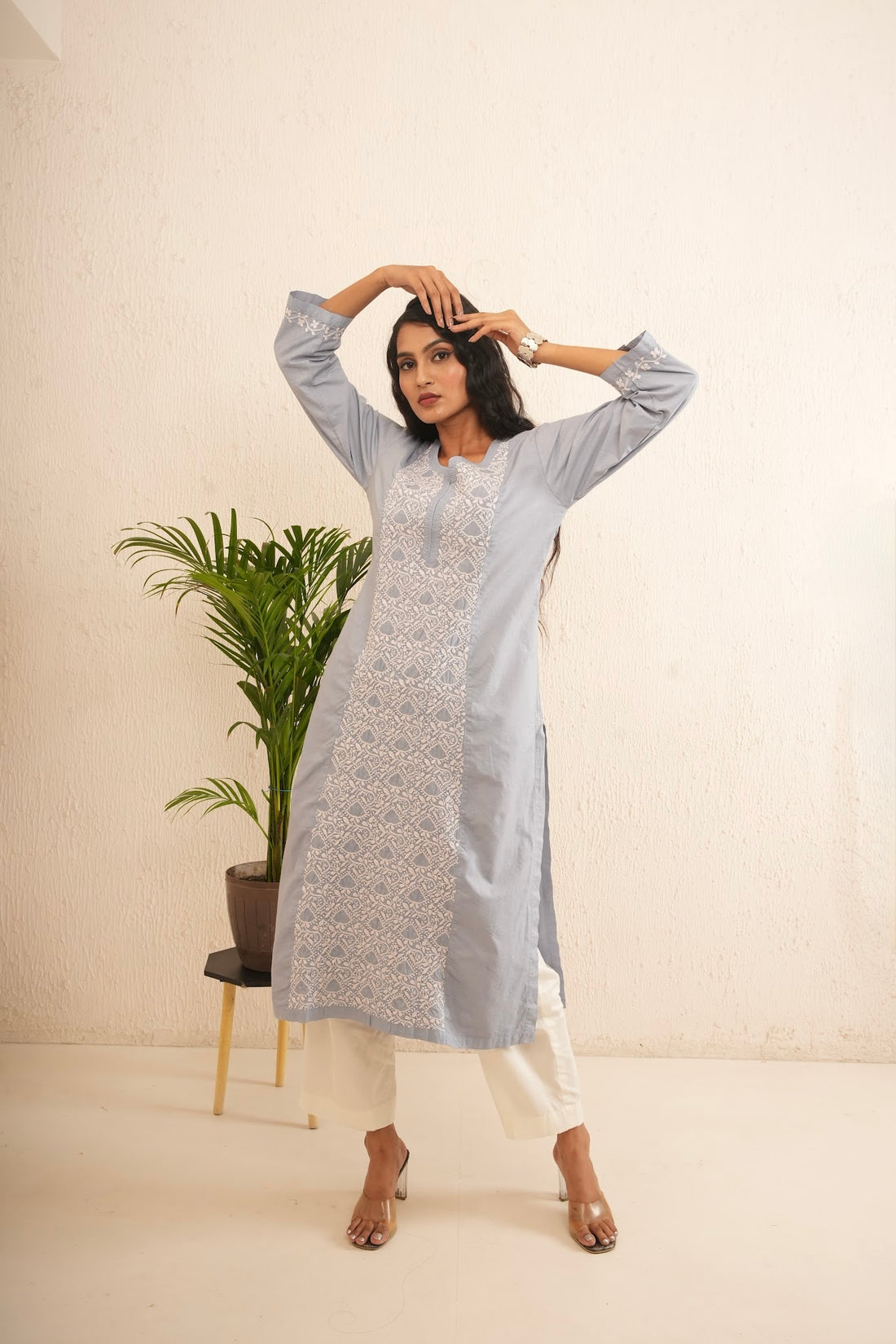 Moonlight Mist Chikankari Kurta