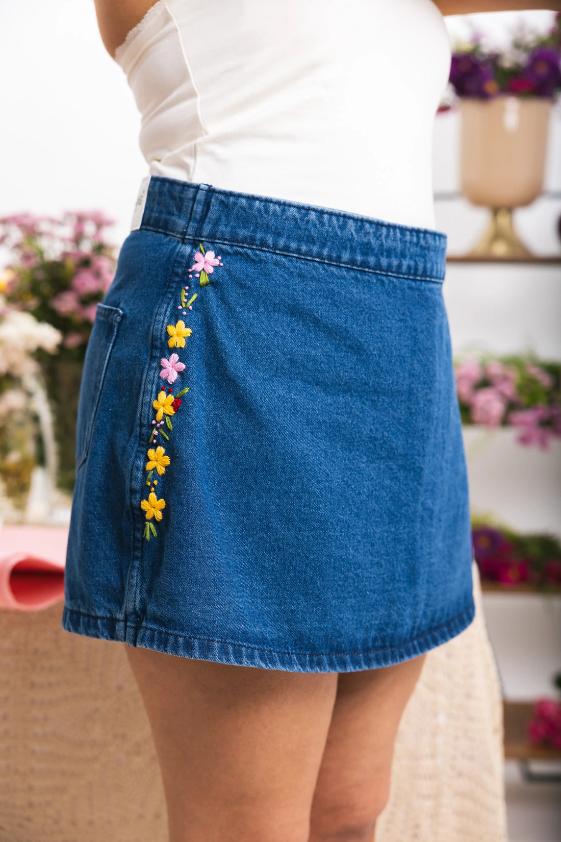 Indigo Wildflower Chic Denim Skirt