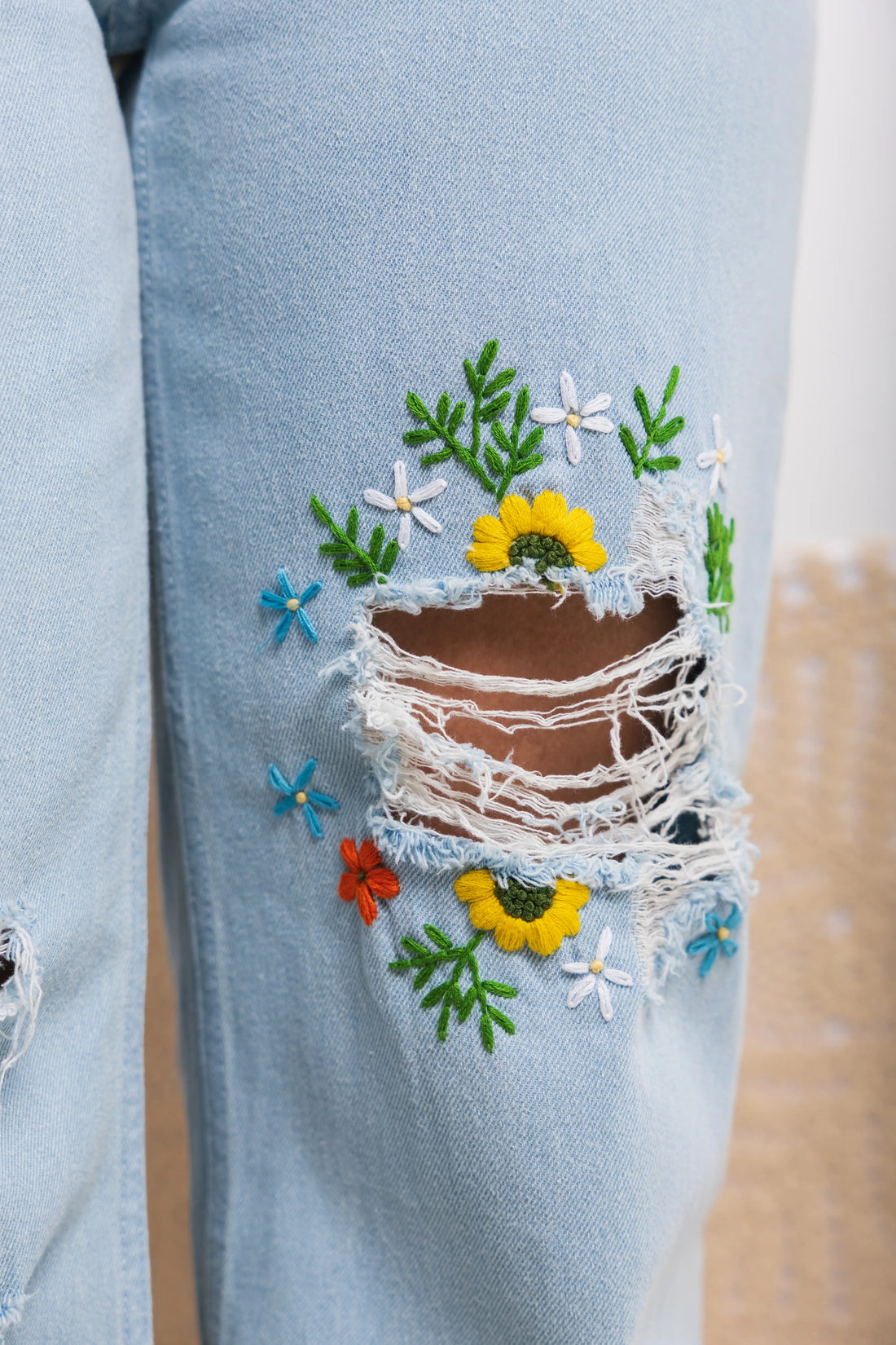 Ice Blue Wildburst Straight Jeans